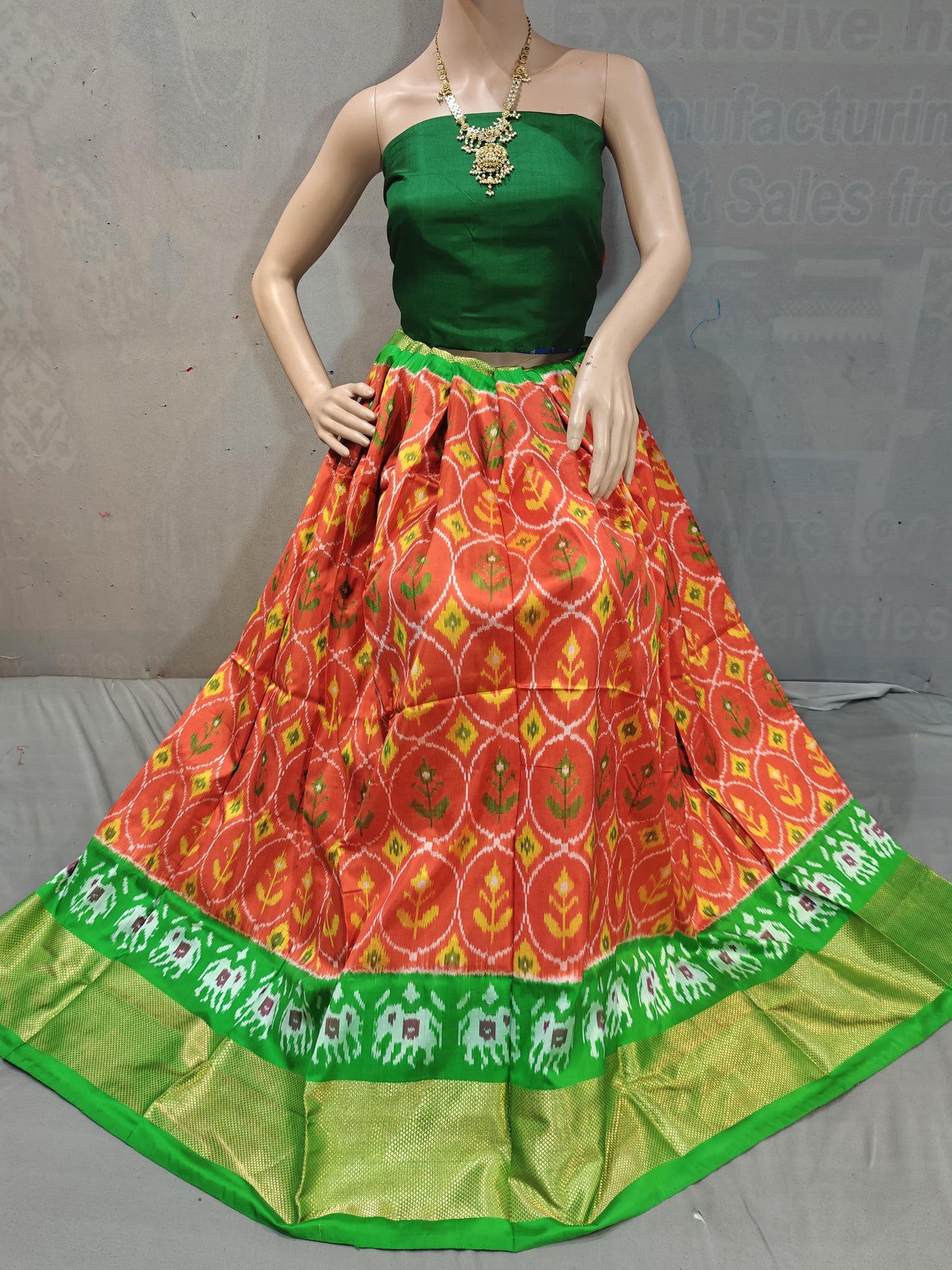 Pochampally Ikkat Silk Lehenga - pochampallysarees.com