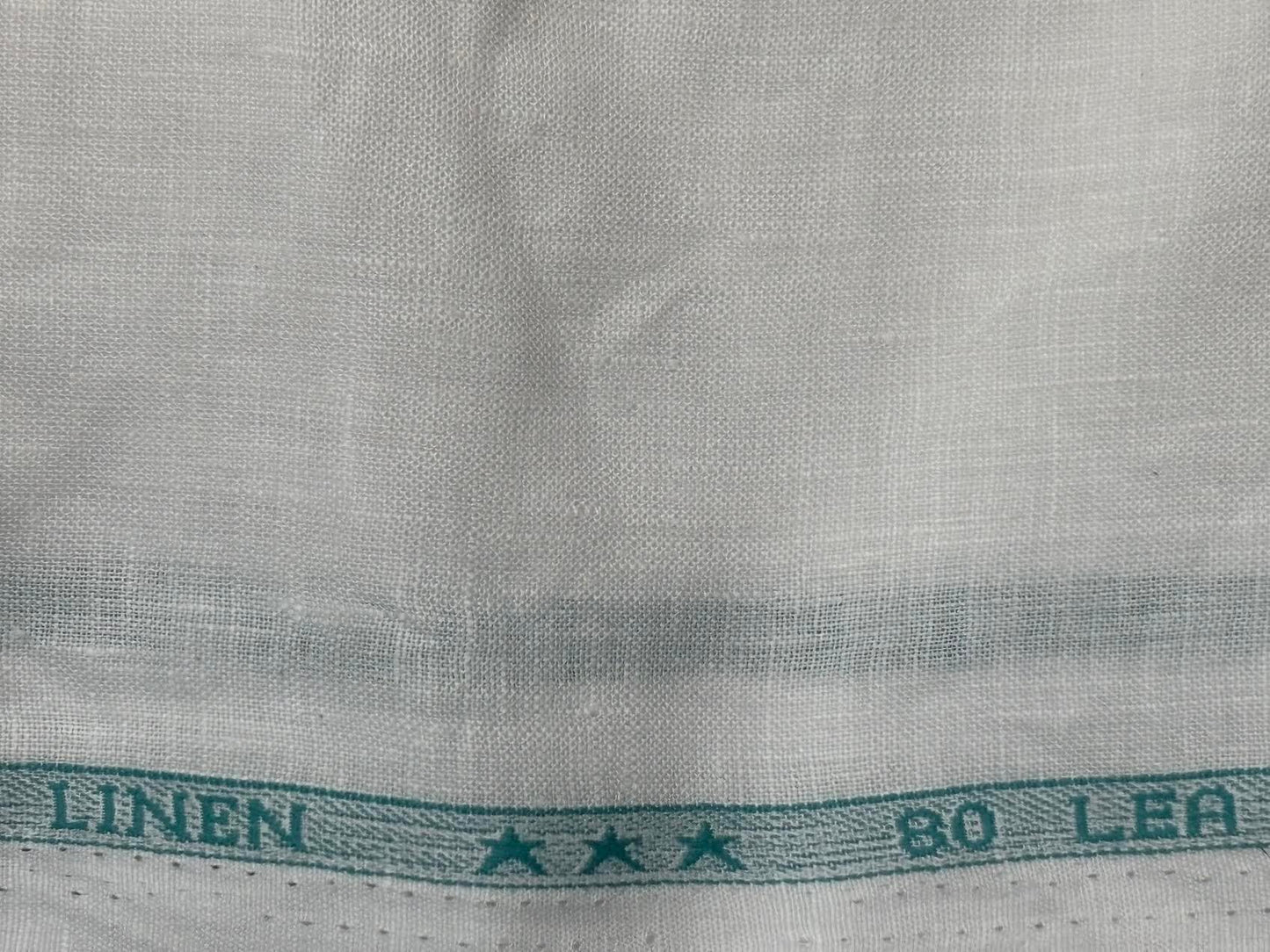 PURE 80 LEA LINEN 100 % PURE IRISH ARVIND COTTON WHITE COLOR FABRIC - pochampallysarees.com