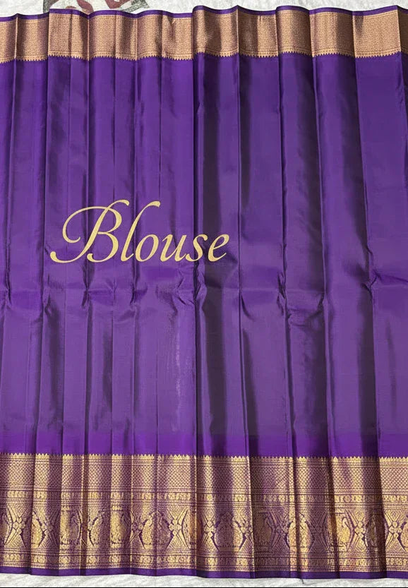 Pure Handloom Gadwal Silk Saree in Lavender & Deep Purple | Rich Gold Zari Temple Border & Paisley Pallu | Traditional Wedding & Festive Wear - pochampallysarees.com