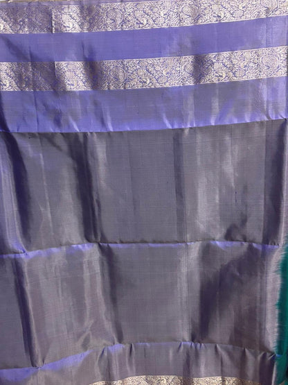Rama Green Color Designer Kanchi Pure Soft Silk Saree - pochampallysarees.com