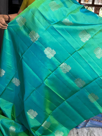 PURE SOFT SILK SEAGREEN SARI - pochampallysarees.com