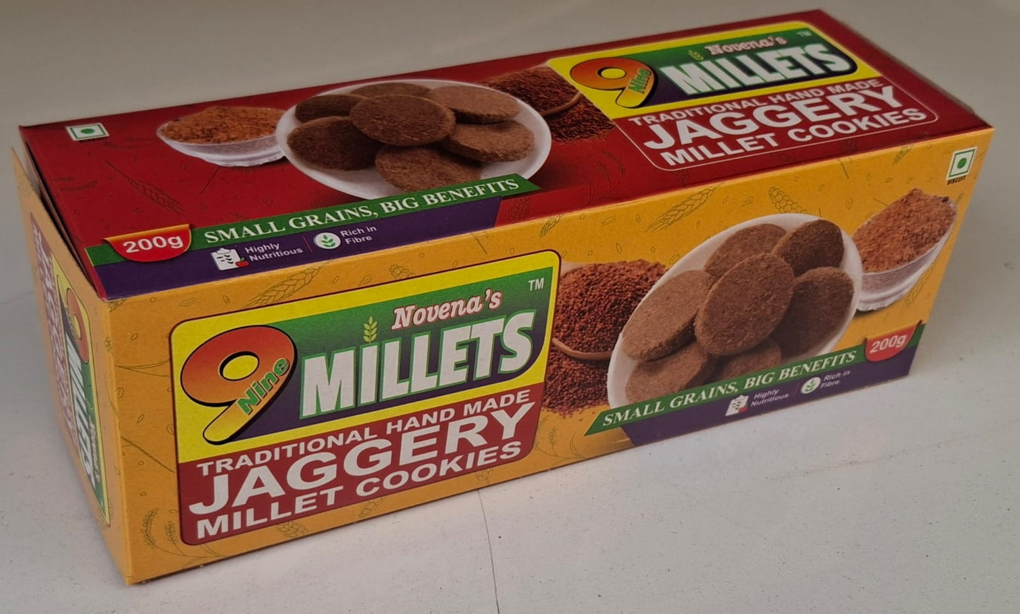 Novena's Ragi 9 Jaggery Millet Cookies (Pack of 4)