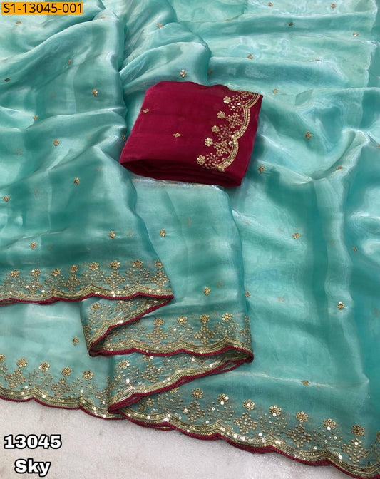 soft&silky shimmer satin saree