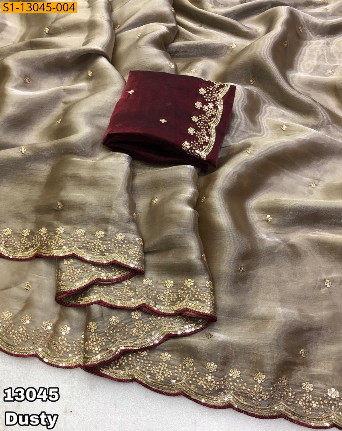 soft&shiny shimmer satin saree